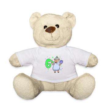 Mit Schaf - Mädchen Geburtstag 6 Jahre - Teddy - Weiß - Vorne