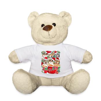 Cute Christmas Cat Design, Funny Cat Xmas - Teddy Bear - white - Front