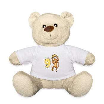 Mit Affe - Kinder Geburtstag 9 Jahre - Teddy - Weiß - Vorne