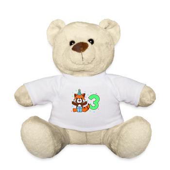 With Red Panda - Children's Birthday 3 years - Teddy Bear - white - Front