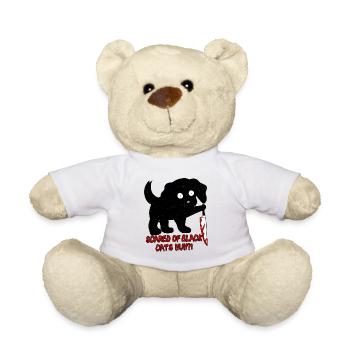 Fun halloween chien noir pas chat avec couteau sanglant - Nounours - blanc - Devant