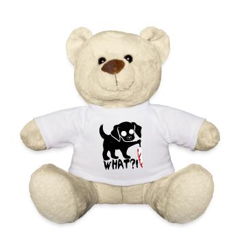 Fun halloween black dog cat what bloody knife - Teddy Bear - white - Front