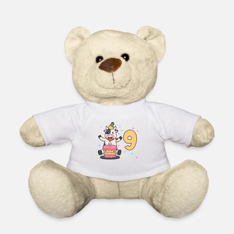 Mit Kuh - Kinder Geburtstag 9 Jahre - Teddy - Weiß