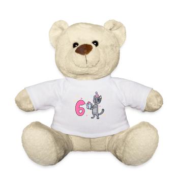 Mit Katze - Mädchen Geburtstag 6 Jahre - Teddy - Weiß - Vorne