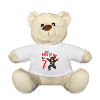 7 Jahre Junge Ninja - 7 Geburtstag - Ich bin 7 - Teddy - Weiß - Vorne