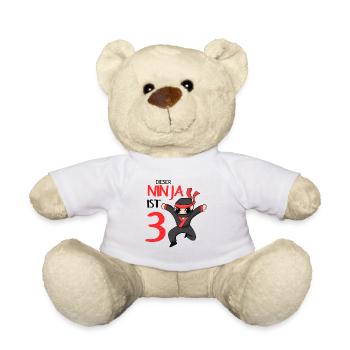 3 Jahre Junge Ninja - 3 Geburtstag - Ich bin 3 - Teddy - Weiß - Vorne