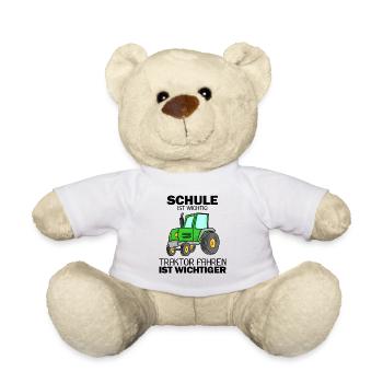 Trecker Bauer Landwirt Traktor Junge Geschenk - Teddy - Weiß - Vorne