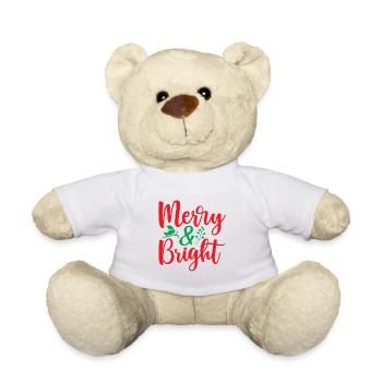 Merry Bright - humour noël - Nounours - blanc - Devant