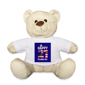 Happy Columbus Day Discovery Italian Explorer 1492 - Teddy Bear - white - Front