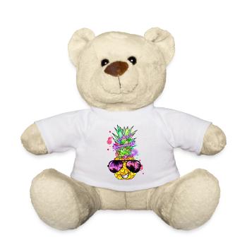 cool pineapple with neon spiral - Teddy Bear - white - Front