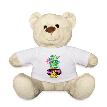cool pineapple with neon spiral - Teddy Bear - white - Front