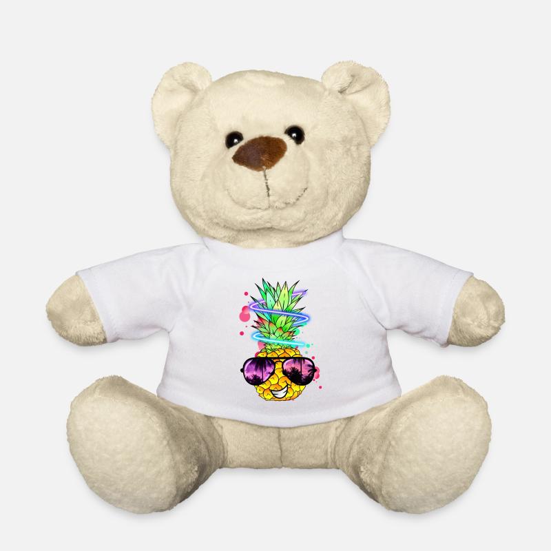 coole Ananas mit Neon Spirale - Teddy - Weiß