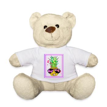 Ananas Retro Neon Art - Teddy - Weiß - Vorne