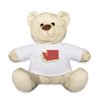 État des États-Unis - Carte vintage Washington - Nounours - blanc - Devant