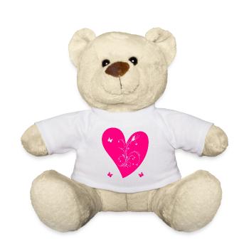Pink Heart and Butterflies - Teddy - Weiß - Vorne