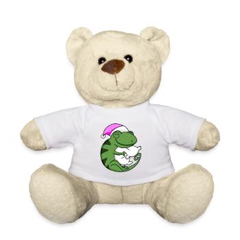 Cameeleon with pillow and sleeping cap - Teddy Bear - white - Front