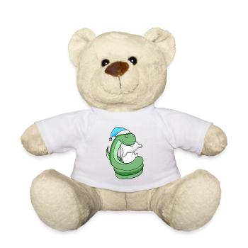 Snake with pillow and sleeping cap - Teddy Bear - white - Front