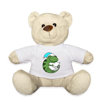 Cameeleon with pillow and sleeping cap - Teddy Bear - white - Front