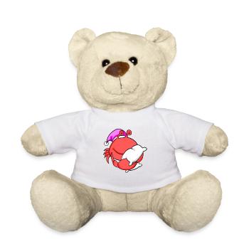 Crab with pillow and sleeping cap - Teddy Bear - white - Front