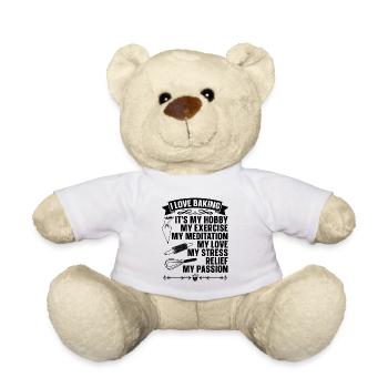 I Love Baking Baker Bakery Chef Cupcake Bake - Teddy Bear - white - Front