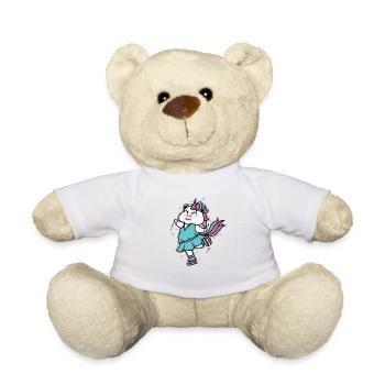 Einhorn fährt Schlittschuh Fabelwesen Sport - Teddy - Weiß - Vorne