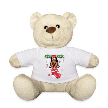 Drôle de Noël - Mignon chien collie en bas de Noël - Nounours - blanc - Devant