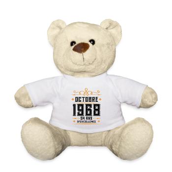 Octobre 1968 54 Ans d'excellence Anniversaire - Nounours - blanc - Devant