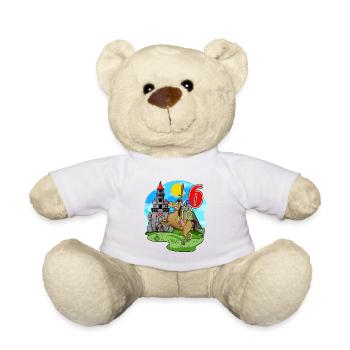 Ritter 6. Geburtstag 6 Jahre Junge Geschenk - Teddy - Weiß - Vorne
