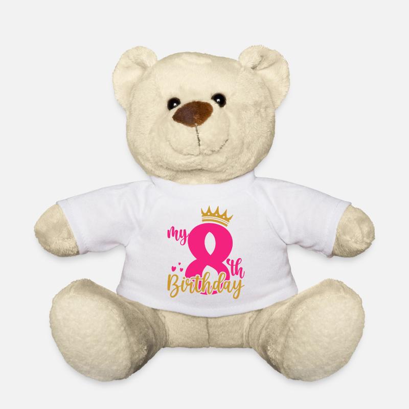 My 8th Birthday Crown - Teddy Bear - white
