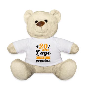 Anniversaire 20 ans - 20 Ans âge de la perfection - Nounours - blanc - Devant