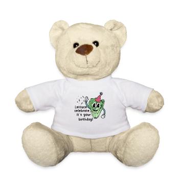 Vegan Lettuce Birthday Greeting Natal Day - Teddy Bear - white - Front