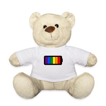 Regenbogenfarben Batterie Loading - Gay Pride - Teddy - Weiß - Vorne