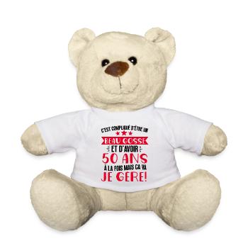 Beau gosse de 50 ans je gère cadeau anniversaire - Nounours - blanc - Devant