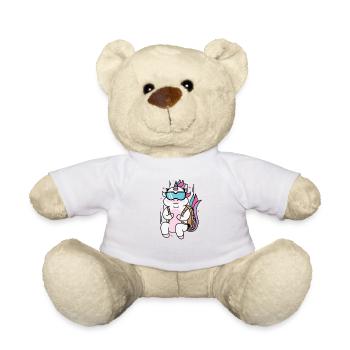 Einhorn springt Fallschirm Fabelwesen Sport - Teddy - Weiß - Vorne