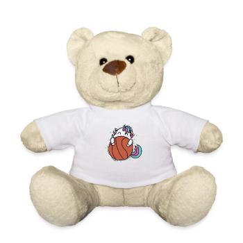 Unicorn Loves Basketball Mythical Creature Sports - Teddy Bear - white - Front