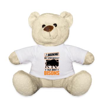 Warning Buffalo Bison Water Buffalo - Teddy Bear - white - Front