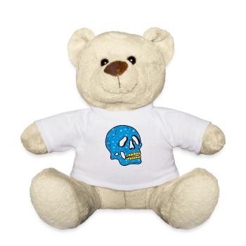 Blaue Blasen Totenkopf - Teddy - Weiß - Vorne
