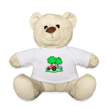 Tractor with baby cart - Teddy Bear - white - Front