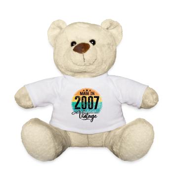 Vintage Made in 2007 Year of birth 2007 Birthday - Teddy Bear - white - Front