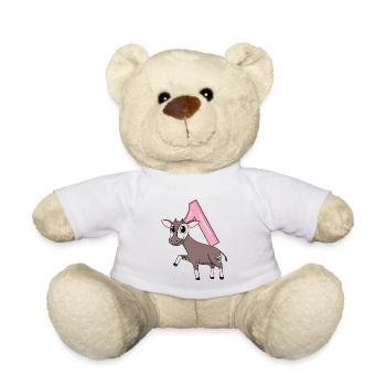 Mädchen 1 Jahre alt Okapi 1. Geburtstag Geschenk - Teddy - Weiß - Vorne