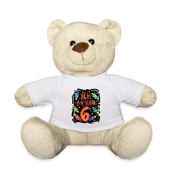6. Geburtstag 6 Jahre Astronaut Weltall - Teddy - Weiß - Vorne