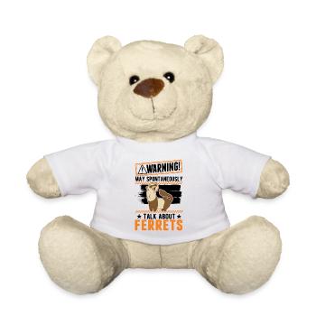 Warnung Frettchen Ferret Geschenk - Teddy - Weiß - Vorne