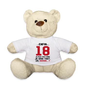 Enfin 18 Ans Cadeau Humor Fille 18 Anniversaire - Nounours - blanc - Devant