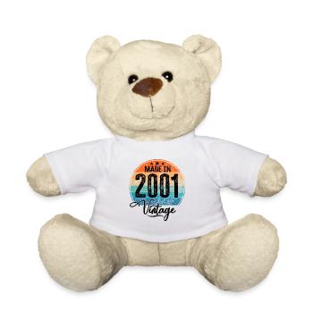 Vintage Made in 2001 Year of birth 2001 Birthday - Teddy Bear - white - Front