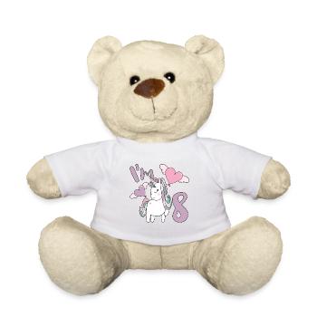 8th Birthday Girl Unicorn 8 Years Old Bday Party - Teddy Bear - white - Front