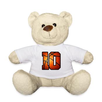 Kinder Basketballspieler zum 10. Geburtstag 10 Jahre alt - Teddy - Weiß - Vorne