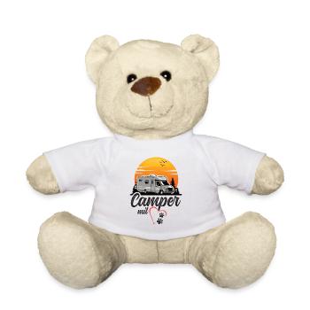 Camper with heart and paws dog camping - Teddy Bear - white - Front