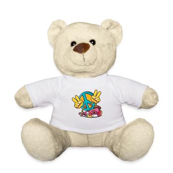 Skateboarder Peace Sign Skateboard Peace - Nounours - blanc - Devant