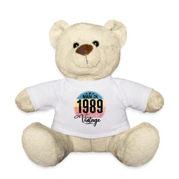 Vintage Made in 1989 Year of birth 1989 Birthday - Teddy Bear - white - Front
