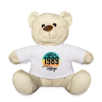 Vintage Made in 1989 Year of birth 1989 Birthday - Teddy Bear - white - Front